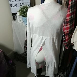 Cynthia Rowley | white long sleeve open tulip slit back 100 linen cardigan small